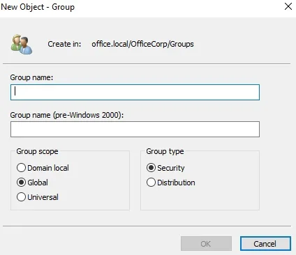 Creating a Group with ADUC