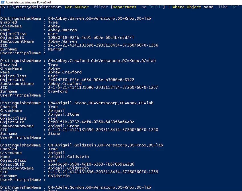 Get-ADUser Where Name Like