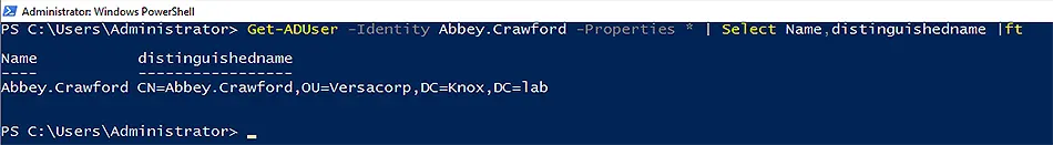 Get-ADUser Distinguishedname