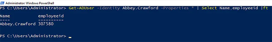 Get-ADUser Employeeid