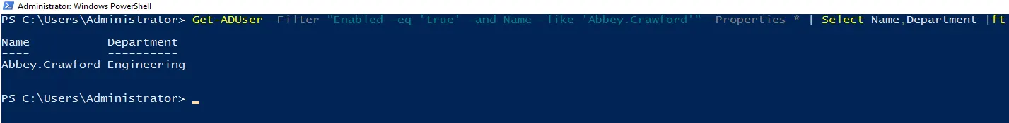 Get-ADUser Enabled 