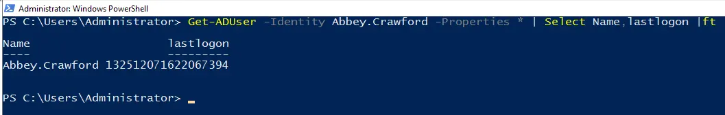 Get-ADUser Last Logon