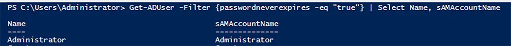 Get Accounts with Password Expiry Not Set via -Filter Parameter