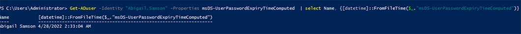 Get the Password Expiry Date via Get-ADUser Properties