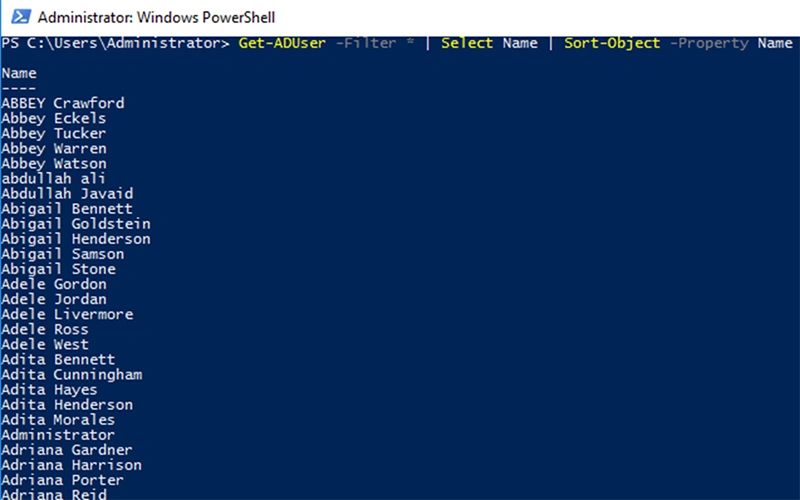 Get-ADUser -Properties: Sort Users with Respect to a Field