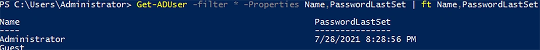 Get-ADUser -Properties: List of Users for Last Password Set/Reset on the Account