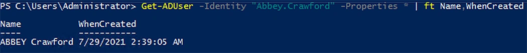 Account Creation Date via Get-ADUser Properties