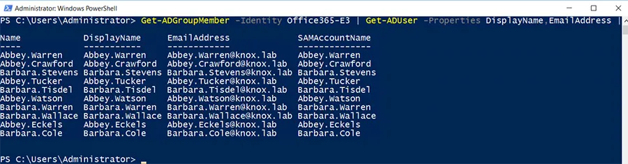 Using Get-ADGroupMember with Get-ADUser