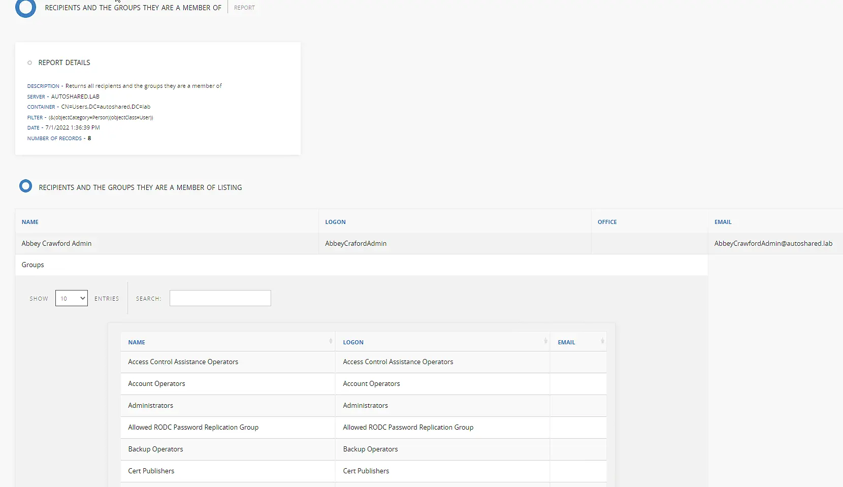 View Memberships using the GroupID Report Module