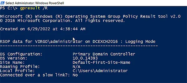 Using the GPResult Cmdlet as Logged-on User via Get-ADPrincipalGroupMembership Cmdlet