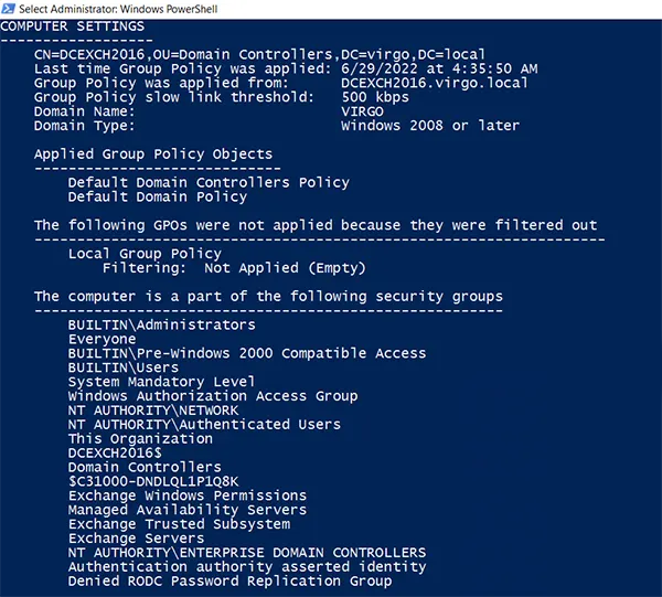 Using the GPResult Cmdlet as Logged-on User via Get-ADPrincipalGroupMembership Cmdlet