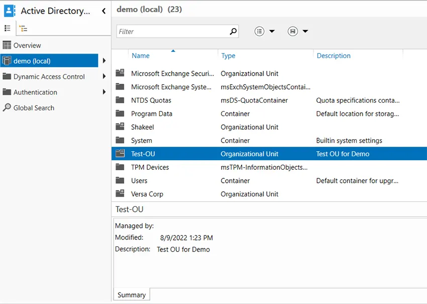 Create an Organizational Unit (OU)