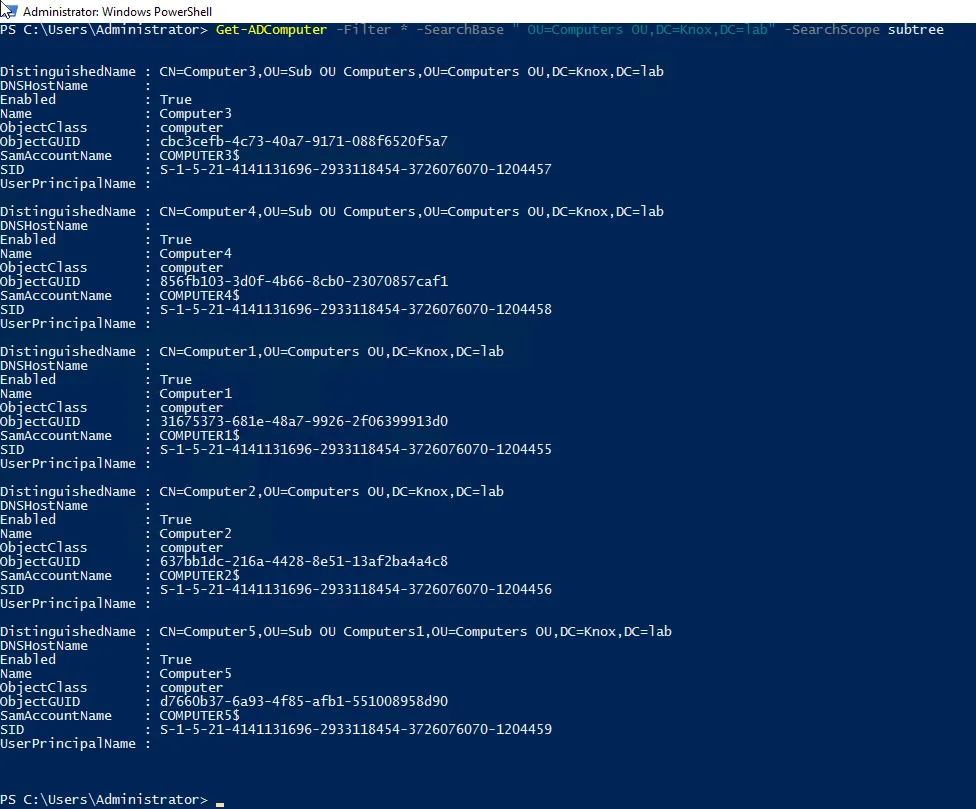 Searching Computer Objects in Child OUs (SearchSvope)