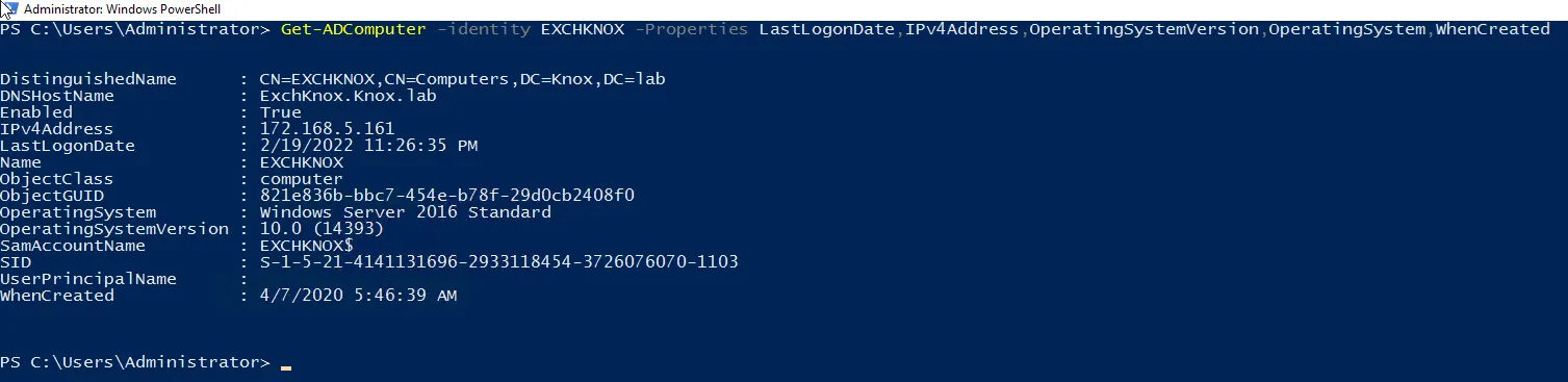 Get-ADComputer Properties