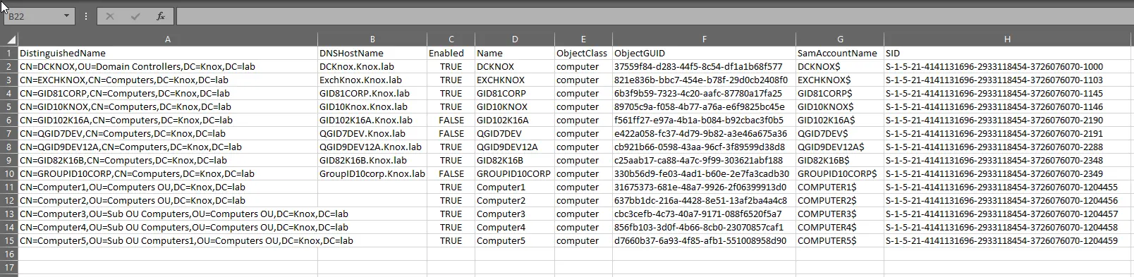 Export Computer Object Results to CSV