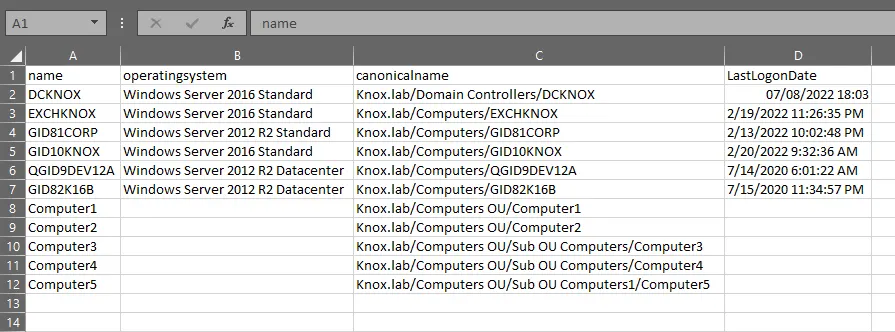 Export Enabled and Disabled Computers