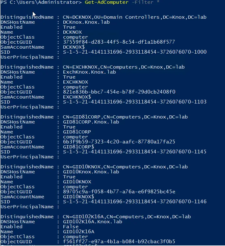 Filter Parameter in Get-ADComputer Cmdlet