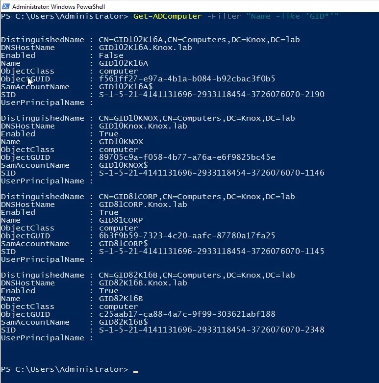 Filter Parameter in Get-ADComputer Cmdlet