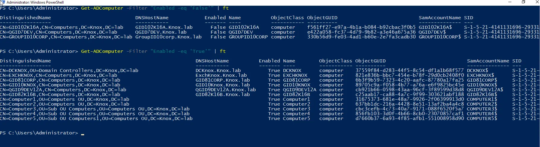 Get all Disabled or Enabled Computers in Active Directory