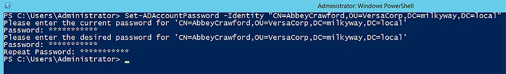 Resetting an AD User Password using PowerShell