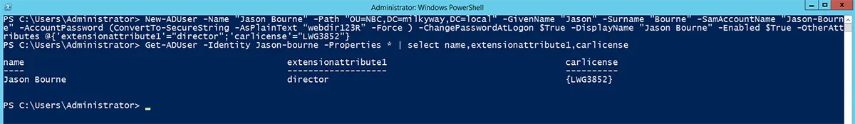 Create User and Set Properties Beside Available Parameters