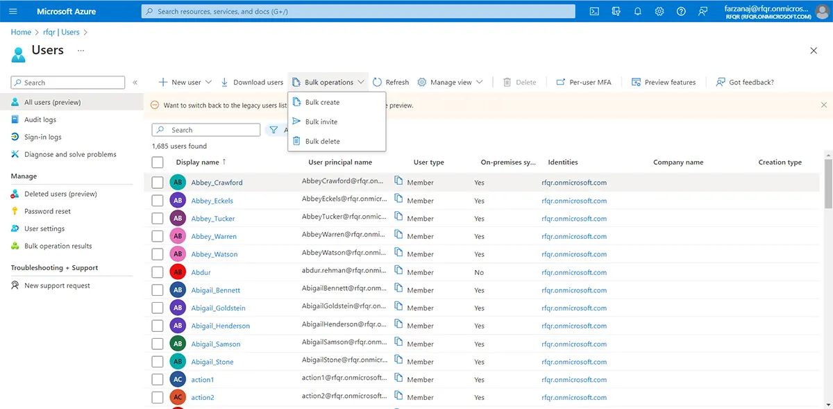 Azure Portal Graphical User Interface