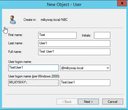 Creating Users with ADUC