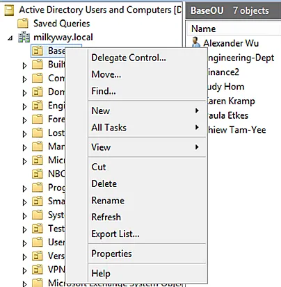 Other Options on the Context Menu